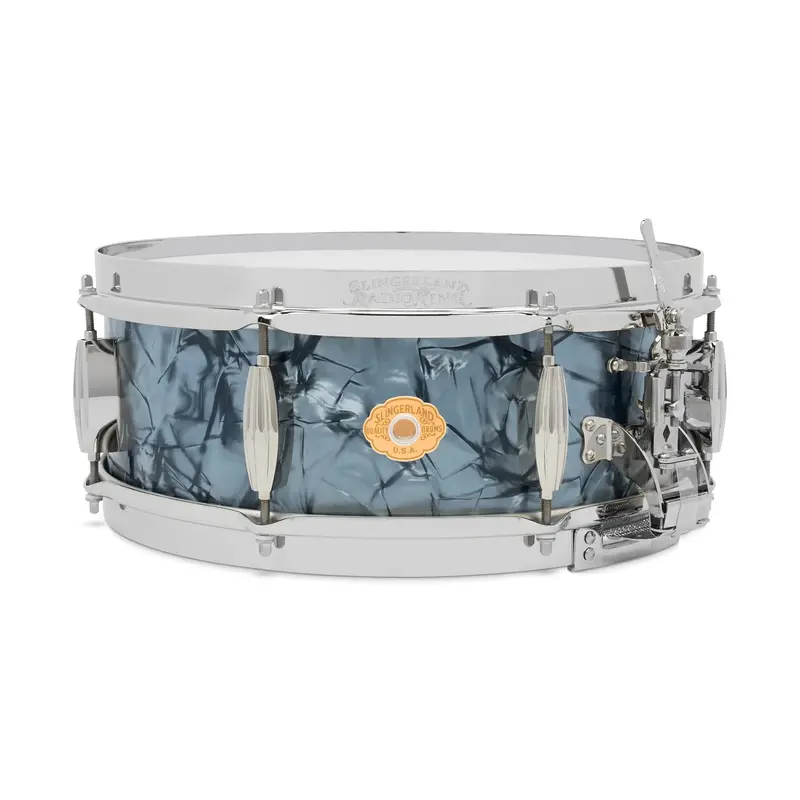 Slingerland Radio King Limited-Edition Snare Drum - 5 Inches X 14 Inches, Silver And Blue Duco Lacquer 1