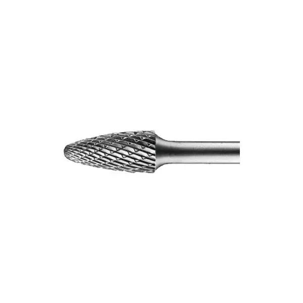 Solid Carbide Burrs 1/4" Shank - 14° Taper Radius End 1/4" Dia. 5/8" Flute 1