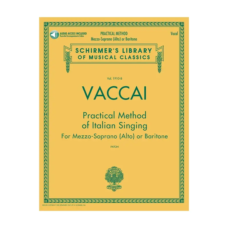 Vaccai Practical Method Of Italian Singing For Mezzo-Soprano (Alto) Or Baritone. 1