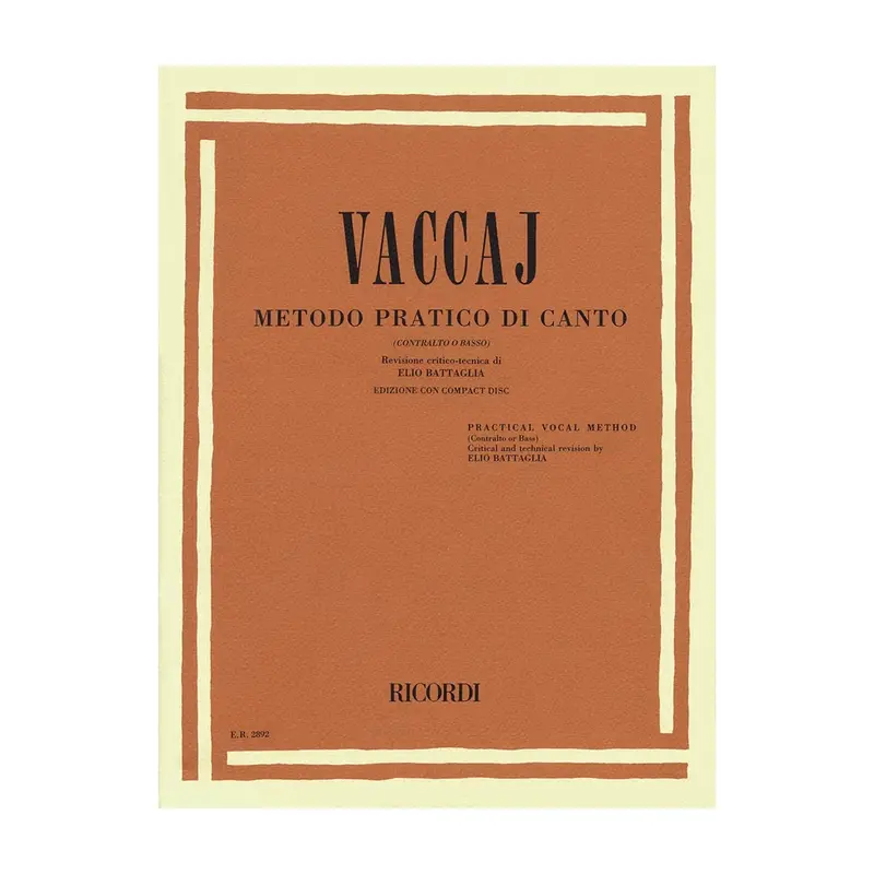 Vaccaj Metodo Pratico Di Canto Contra Alto O Basso – Book/Cd 1
