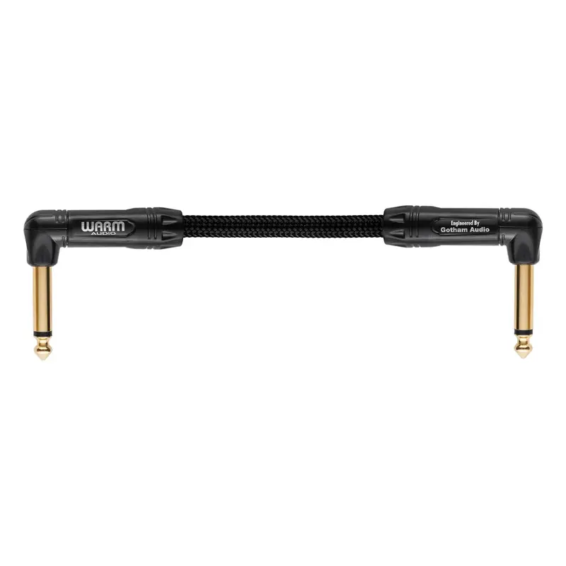 Warm Audio Prem-Ts-2Rt-6" Premier Gold Right Angle To Right Angle Pedalboard Patch Cable - 6-Inch 1