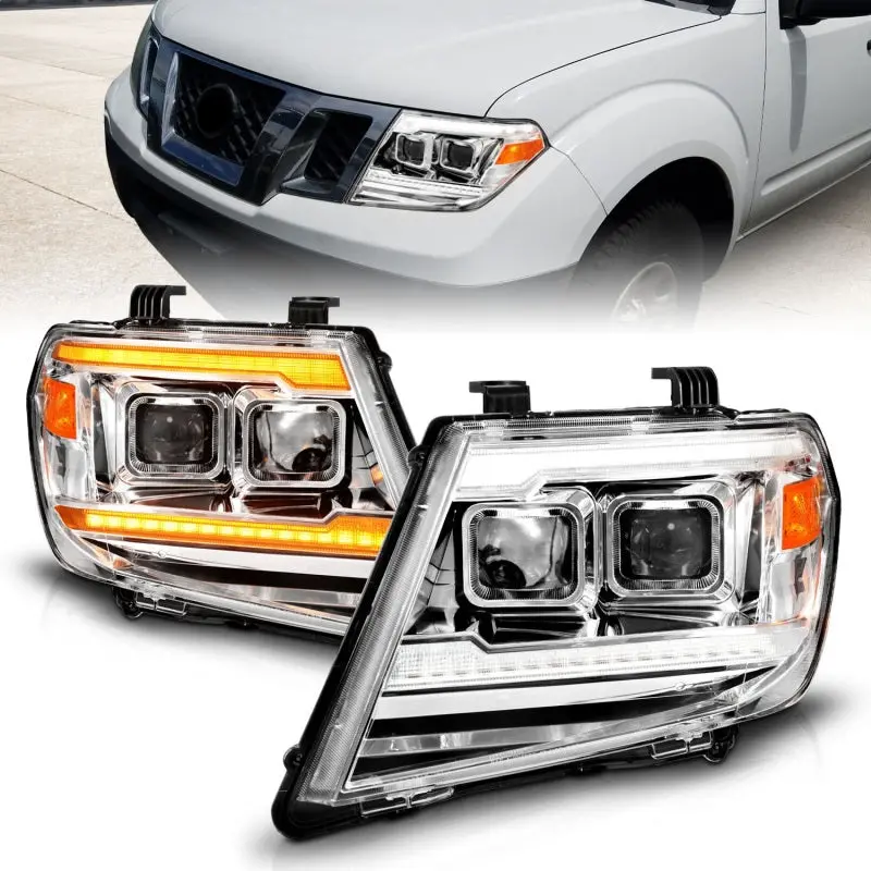 Anzo Chrome Projector Headlight Drls For 2009–2020 Nissan Frontier – Switchback & Sequential Led Functionality 1