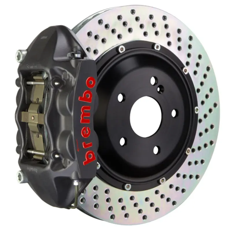 Brembo Gts Big Brake Kit – Rear, 4-Piston Calipers With Drilled 345X28Mm Two-Piece Rotors, Black Finish – Fits 2010–2016 Mercedes-Benz E550 Sedan 1