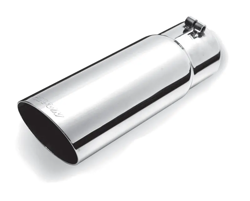 Gibson Stainless Steel Exhaust Tip – 3" Od, 2.25" Inlet, 8" Length, Angle-Cut Round Single-Wall Design 1