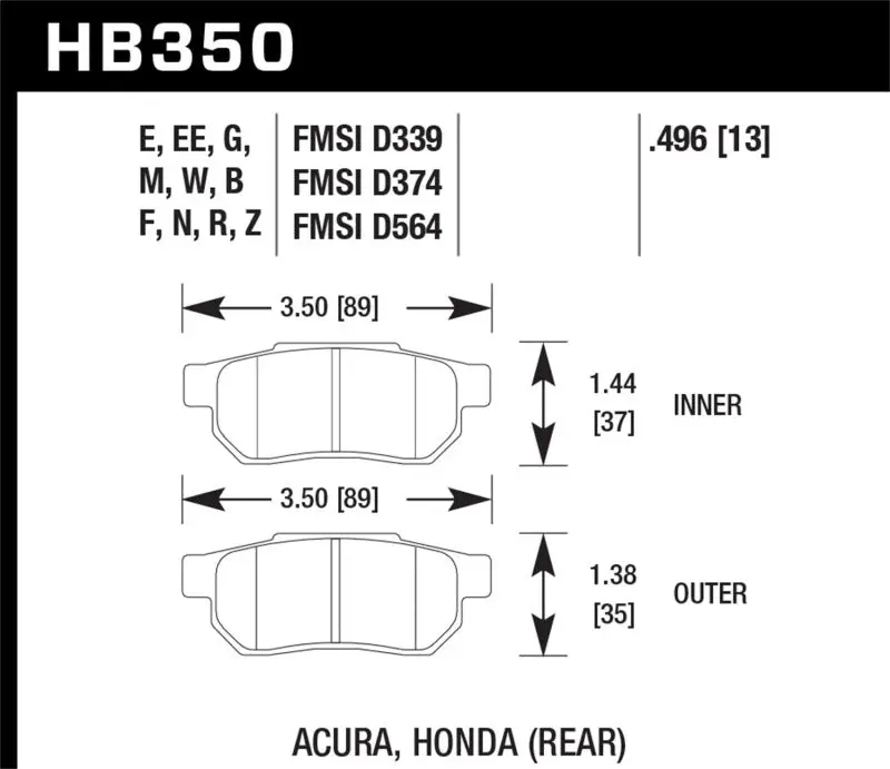 Hawk Er-1 Endurance Racing Rear Brake Pads – Optimized For Honda And Acura Platforms 1