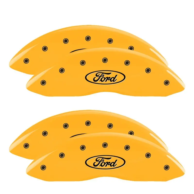 Mgp Engraved Caliper Covers – Front And Rear, Oval Logo Design, Ford Yellow Accent On Black Finish 1