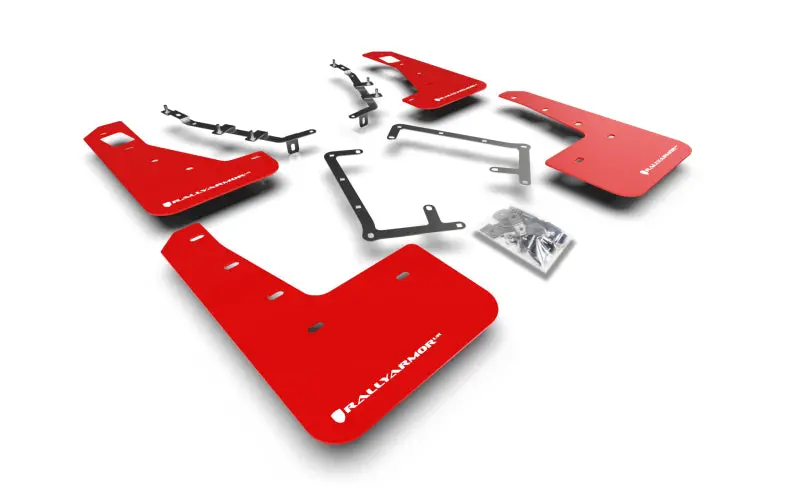 Rally Armor Ur Mud Flaps For 2009–2011 Ford Focus Mk2 Rs – Red With White Logo 1