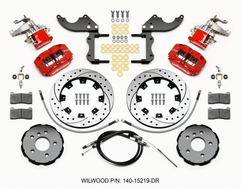 Wilwood Dynapro Radial4 / Mc4 Rear Brake Kit For 2014–2015 Mini Cooper – 12.19" Drilled Rotors, Red Calipers, Includes Lines & Cables 1